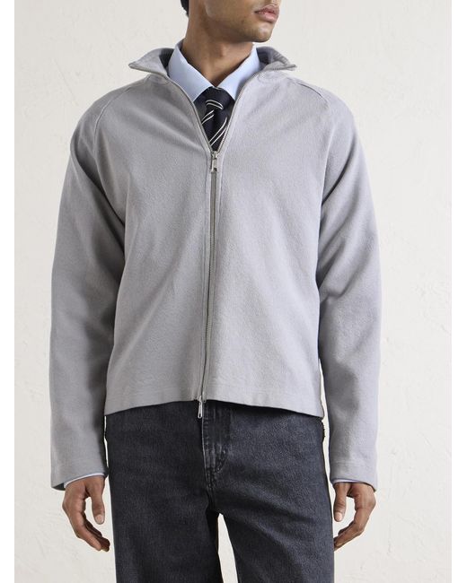 mfpen White Leisure Organic Cotton Zip-up Sweater for men