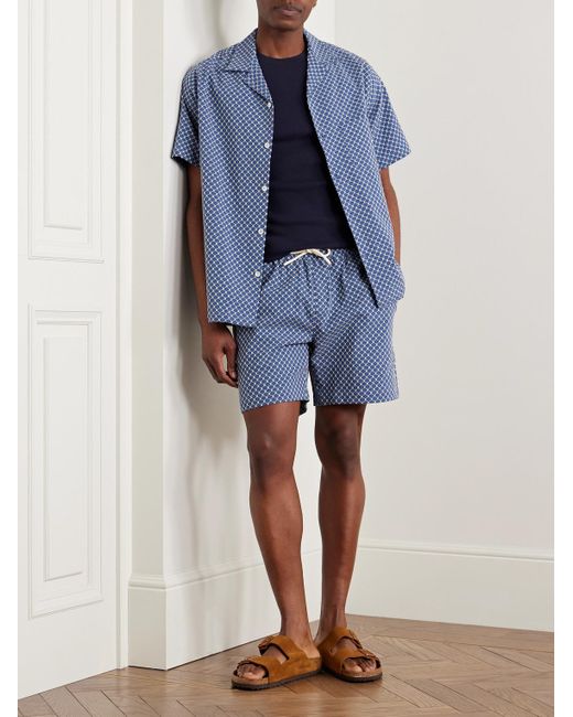 Portuguese Flannel Hemd aus Jacquard aus einer Baumwollmischung mit wandelbarem Kragen in Blue für Herren