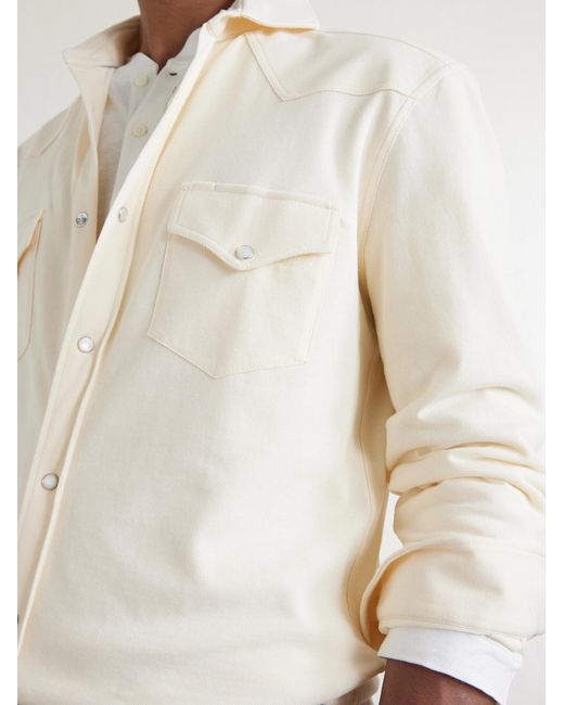 Brunello Cucinelli Natural Honeycomb-Knit Cotton Shirt for men