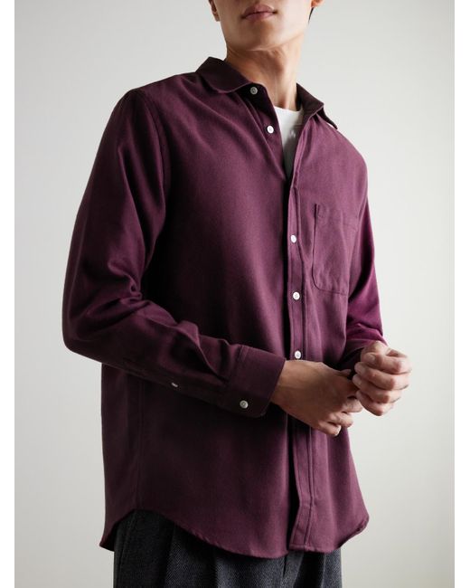 Portuguese Flannel Purple Teca Cotton Shirt for men