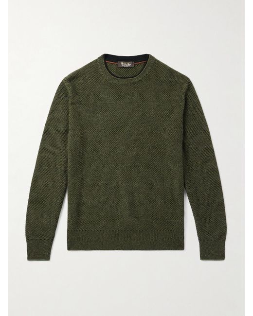 Loro Piana Green Varallo Honeycomb-Knit Baby Cashmere Sweater for men