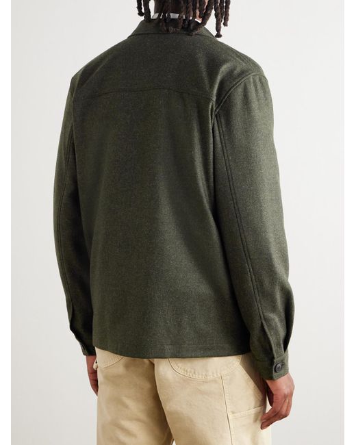 Sunspel Green Wool-Flannel Jacket for men