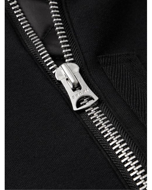 Sacai Black Nylon-trimmed Cotton-blend Jersey Zip-up Hoodie for men