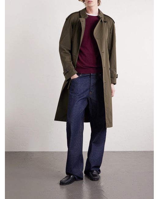 Burberry Green Cotton-Gabardine Trench Coat for men