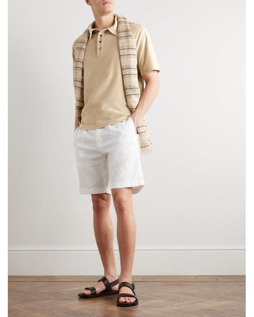 Loro Piana Natural Tsubaki Cotton And Silk-blend Chenille Polo Shirt for men