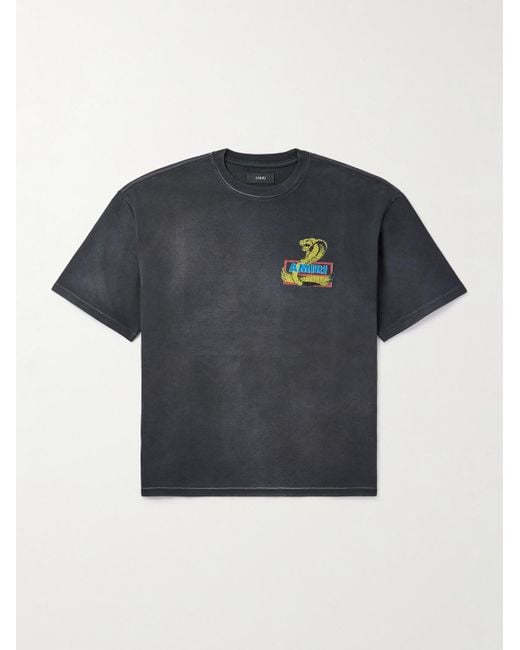 Amiri Blue T-Shirt With Print And Shimmering Appliqués for men