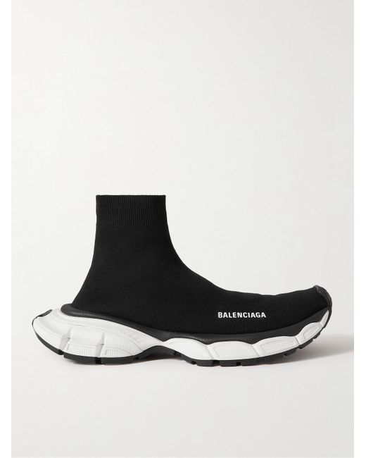 Balenciaga White 3xl Sock Logo-print Stretch-knit Slip-on Sneakers for men