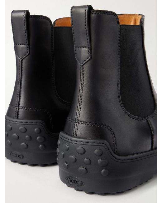 Tod's Black Winter Gommino Leather Chelsea Boots for men
