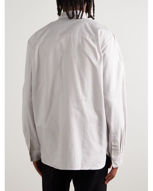 A.P.C. White Mateo Button-Down Collar Pinstriped Organic Cotton Shirt for men