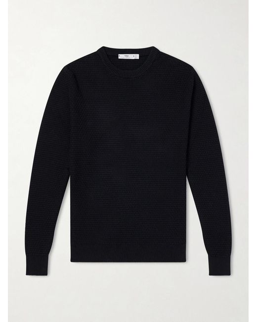 Inis Meáin Blue Caoladóir Basketweave Textured Cotton And Cashmere-blend Sweater for men