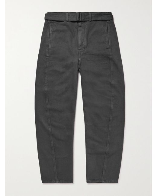 Lemaire Gray Wide-leg Belted Garment-dyed Jeans for men