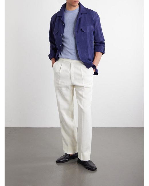 Thom Sweeney Blue Linen Shirt for men