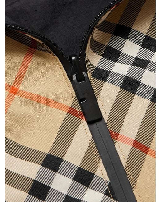 Burberry Natural Reversible Checked Twill And Shell Hooded Jacket for men
