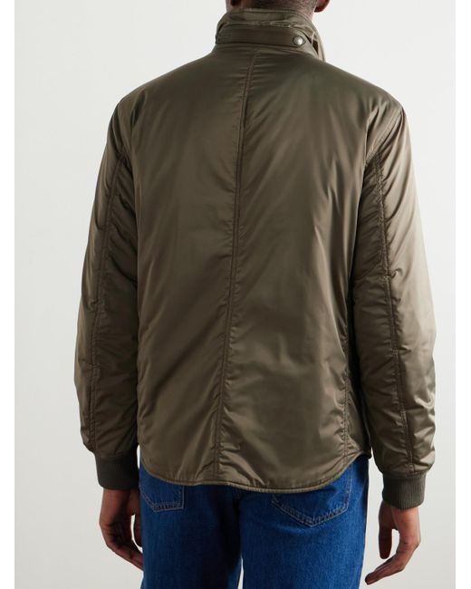 Tom Ford Bomberjacke aus wattiertem Satin mit Lederbesatz in Green für Herren