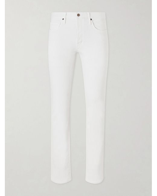 Tom Ford White Slim-fit Straight-leg Cotton-blend Corduroy Trousers for men