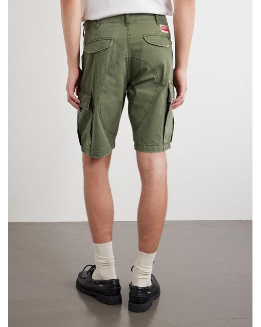 CHERRY LA Green Camouflage Paint-Splattered Cargo Straight-Leg Shorts for men