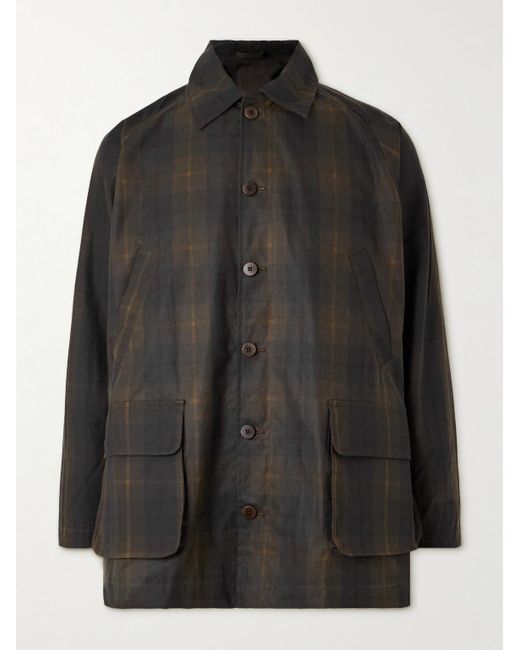 De Bonne Facture Black Forest Checked Waxed Cotton-Canvas Jacket for men