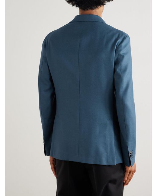 Slowear Blue Slim-Fit Wool-Blend Flannel Blazer for men