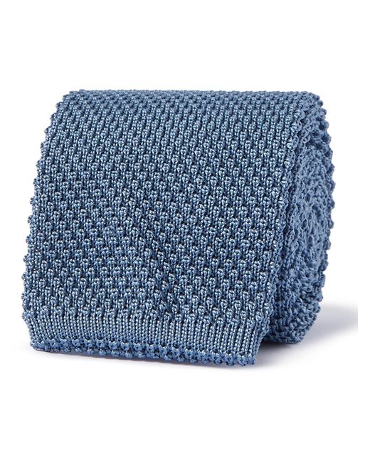 Brunello Cucinelli Blue 6cm Knitted Silk Tie for men
