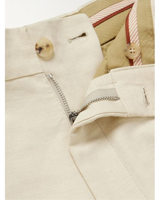 Loro Piana Natural Bizen Wide-leg Cotton And Linen-blend Canvas Cargo Shorts for men