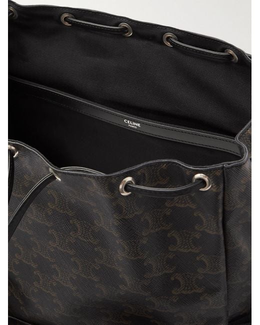 Céline Triomphe Rucksack aus beschichtetem Canvas mit Logoprint und Lederbesatz in Black für Herren