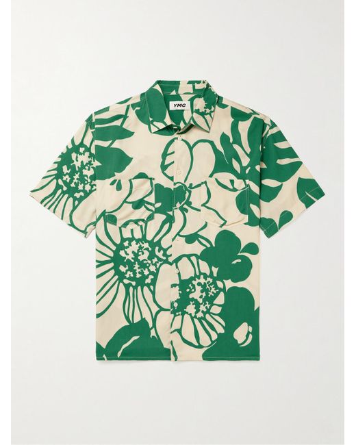 YMC Green Mitchum Floral-print Twill Shirt for men