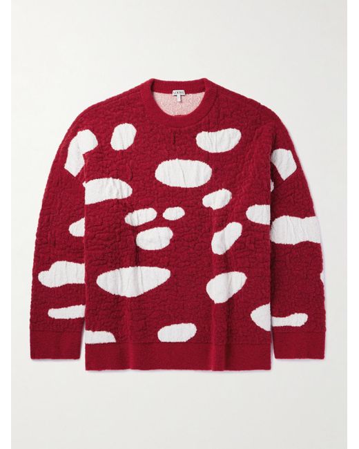 Loewe Red Mushroom Oversized Intarsia Wool Sweater for men