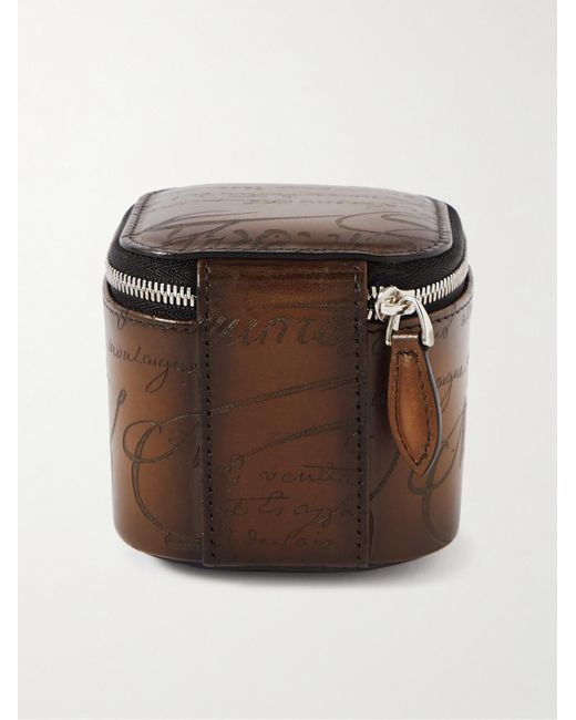 Berluti Brown Scritto Leather Watch Case for men