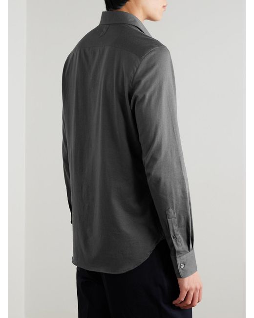 Canali Gray Cotton And Cashmere-Blend Shirt for men