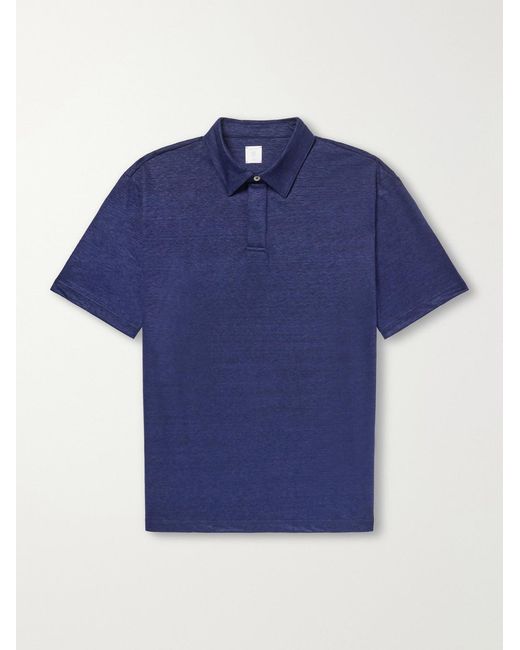 Eleventy Blue Linen-Jersey Polo Shirt for men