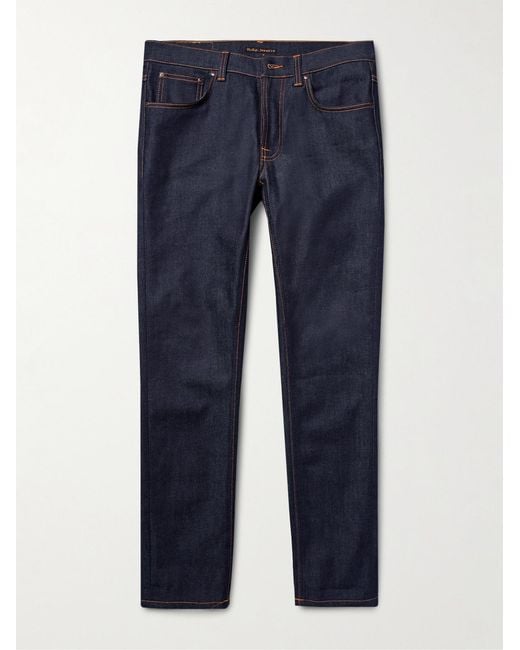 Nudie Jeans Blue Lean Dean Slim-fit Dry Organic Denim Jeans for men