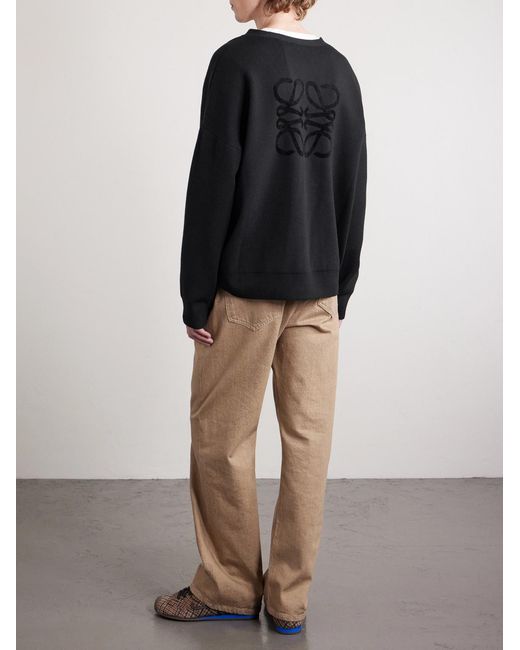 Loewe Black Anagram-Jacquard Wool-Blend Cardigan for men