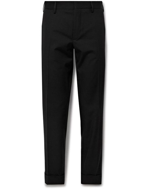 Dries Van Noten Black Philip Slim-fit Cropped Cotton And Wool-blend Gabardine Trousers for men