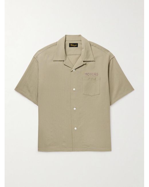 Visvim Crosby Hemd aus einer Woll-Leinenmischung mit wandelbarem Kragen und Stickerei in Natural für Herren