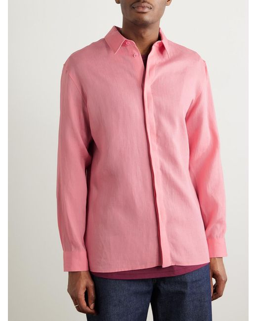 Gabriela Hearst Pink Nicolas Linen Shirt for men