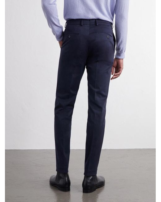 Slowear Blue Straight-leg Stretch-cotton Gabardine Trousers for men