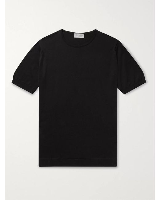 John Smedley Black Belden Slim-Fit Knitted Sea Island Cotton T-Shirt for men
