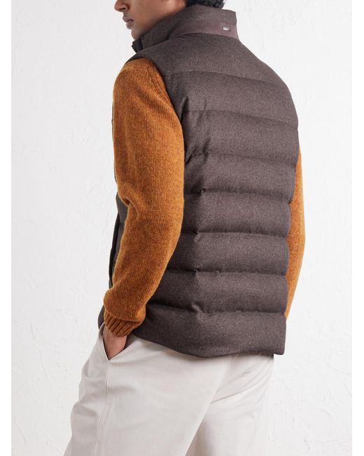 Herno Brown Quilted Silk And Cashmere-Blend Gilet for men