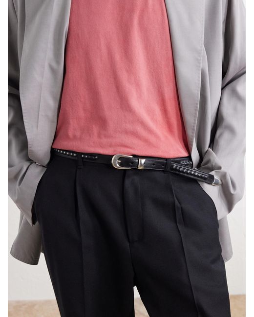 Our Legacy Black 2Cm Embellished Leather Belt for men