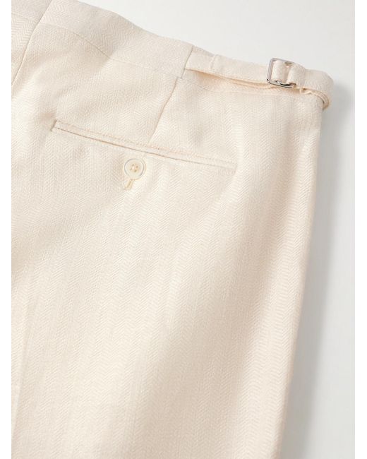 Favourbrook Natural Slim-Fit Herringbone Linen And Silk-Blend Suit Trousers for men