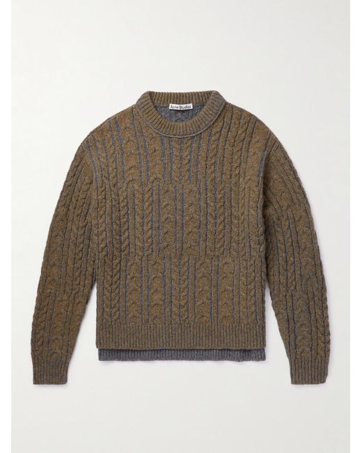 Acne Studios Kaphael Cable-knit Wool-blend Sweater in Brown for Men ...