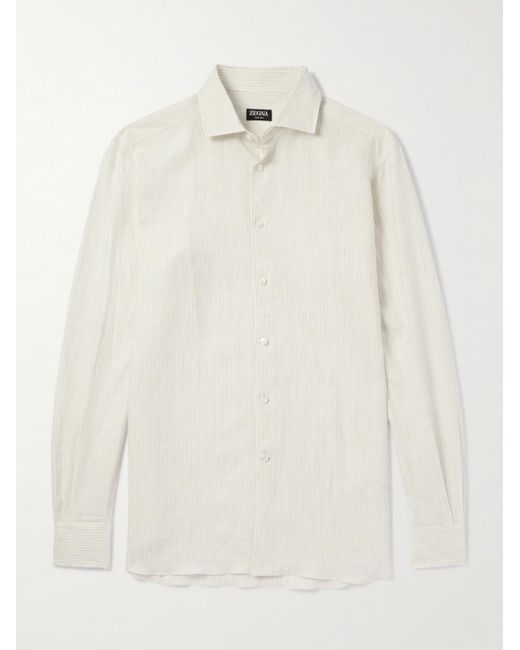 Zegna Natural Striped Oasi Linen Shirt for men