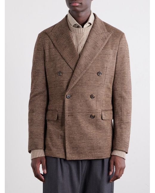 Polo Ralph Lauren Brown Double-Breasted Prince Of Wales Blazer for men