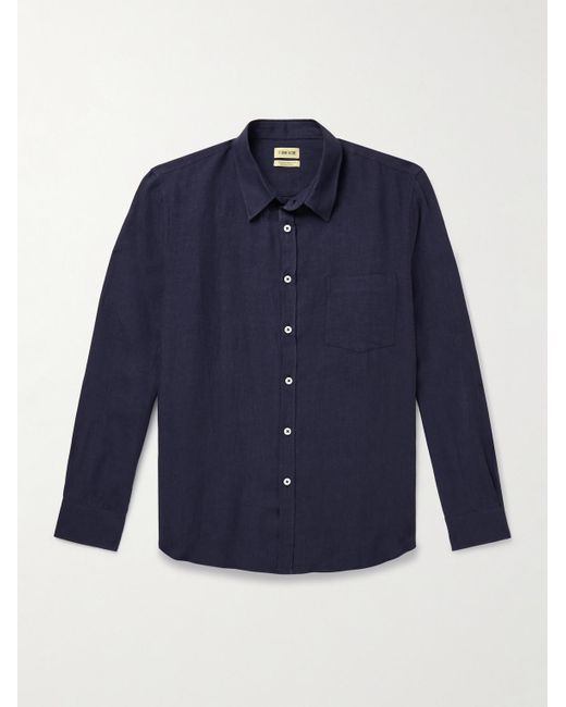 De Bonne Facture Essential Hemd aus belgischem Leinen in Blue für Herren