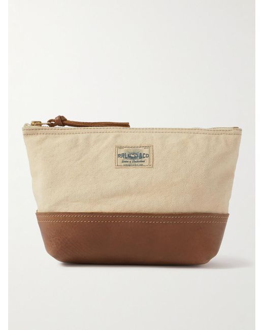 RRL Natural Leather-trimmed Canvas Pouch for men