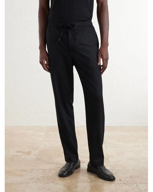 Canali Blue Straight-Leg Wool-Blend Trousers for men