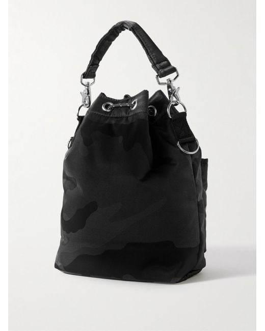 Porter-Yoshida and Co Black Balloon Sac Camouflage-Print Nylon-Twill Bucket Bag for men