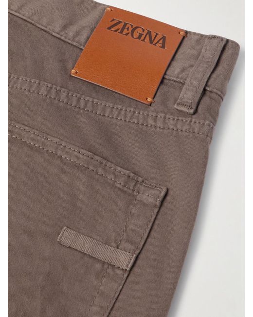 Zegna Brown City Slim-Fit Garment-Dyed Jeans for men
