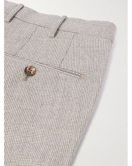 Slowear Gray Venezia 1951 Slim-Fit Pleated Checked Wool Trousers for men