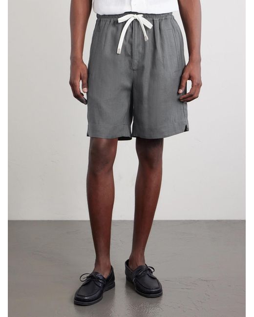 Eleventy Gray Straight-leg Linen Shorts for men
